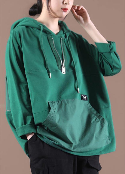 Green Loose Sweatshirts Top