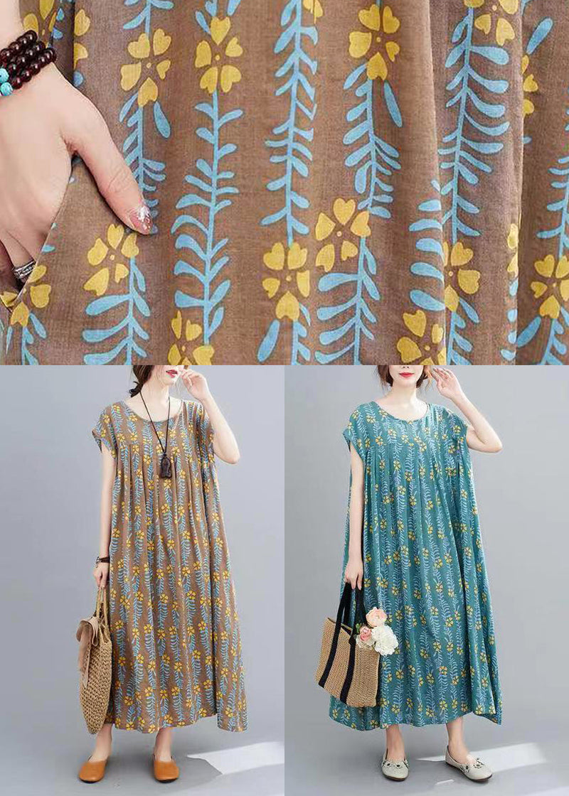 Blue O-neck Cozy Maxi Dresses Summer