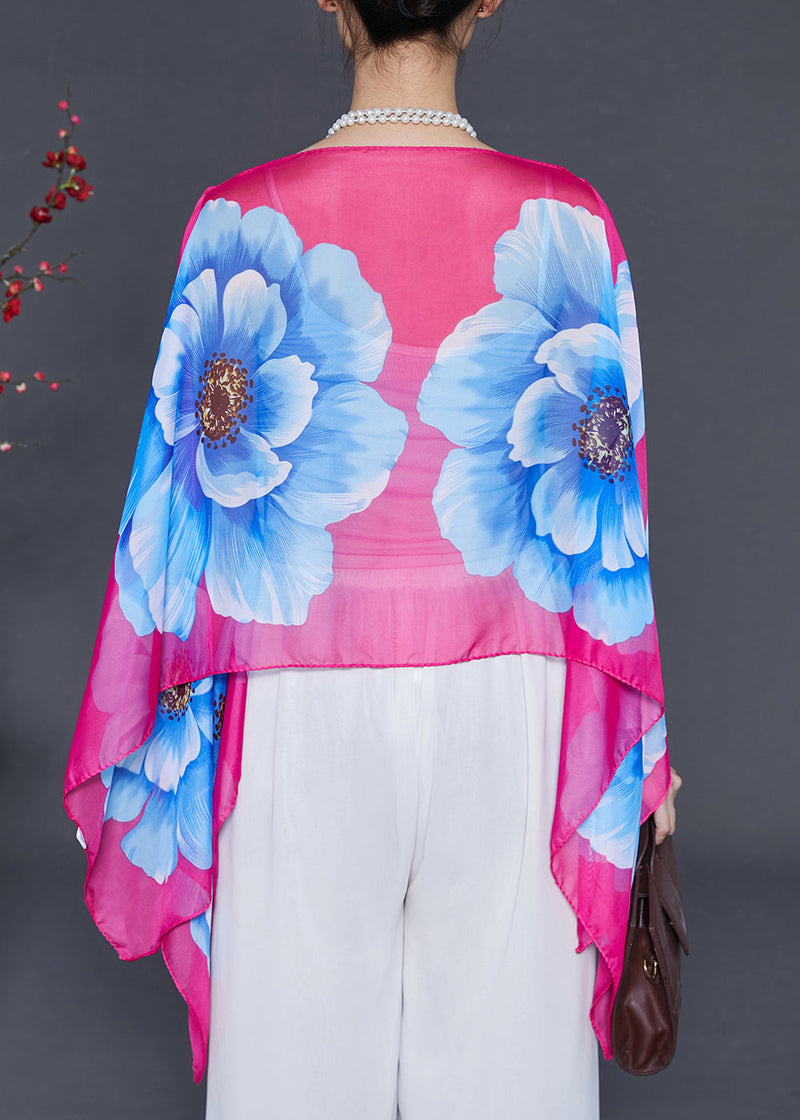 Pink Chiffon Blouse Tops Asymmetrical Design Summer