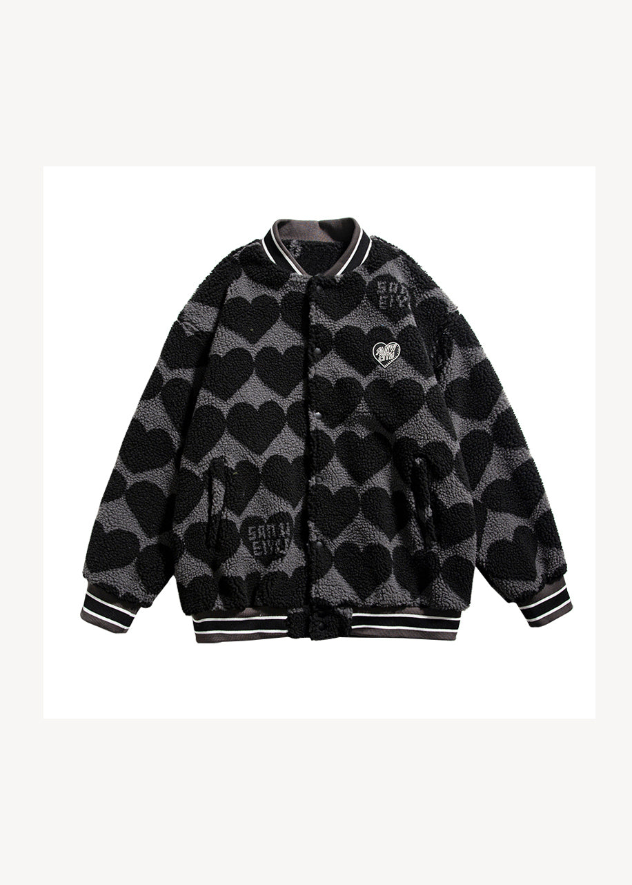 Black Print Pockets Patchwork Faux Fur Cotton Filled Jackets Winter