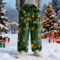 Comstylish Men's Vintage Christmas Light Bulb Pattern Flannel Pants
