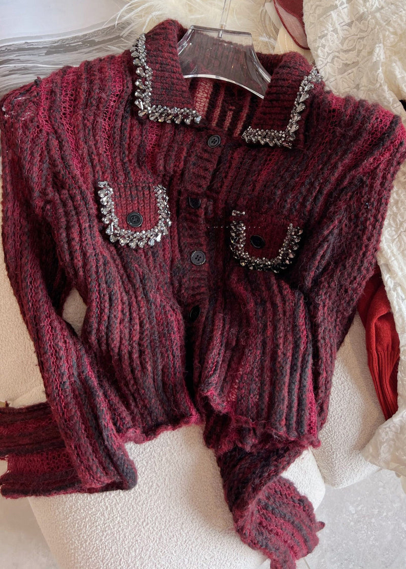 Diy Mulberry Peter Pan Collar Zircon Cotton Knit Sweaters Spring