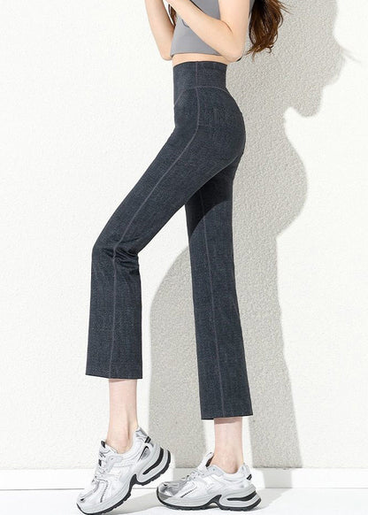 Silm Fit Blue Tummy Control Cotton Crop Pants Summer