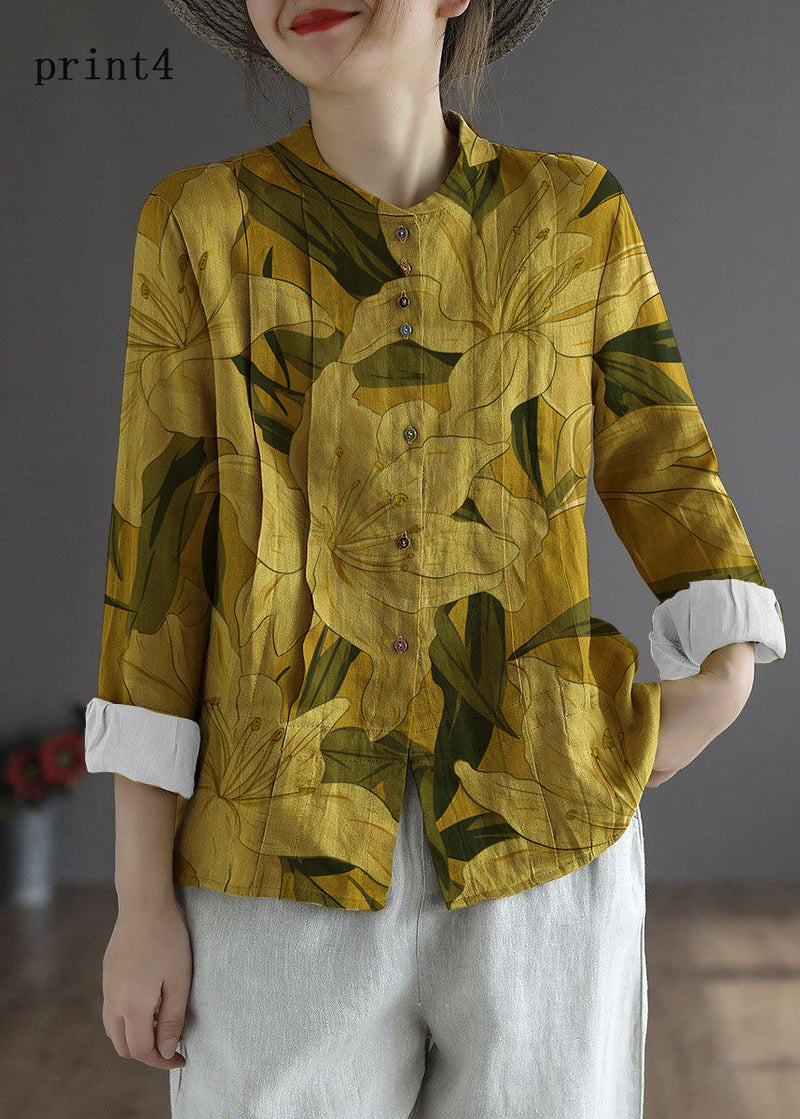 Gray Geometry Button Fall Top Long Sleeve Linen