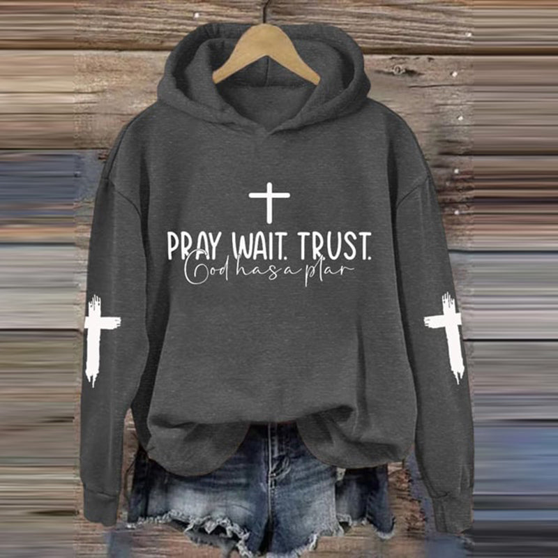 Comstylish Women's Pray Wait Trust God Has A Plan Hoodie