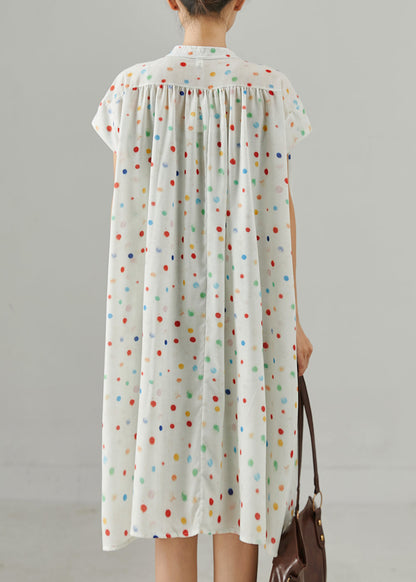 Rainbow Round Dot Cotton Shirt Dress Summer