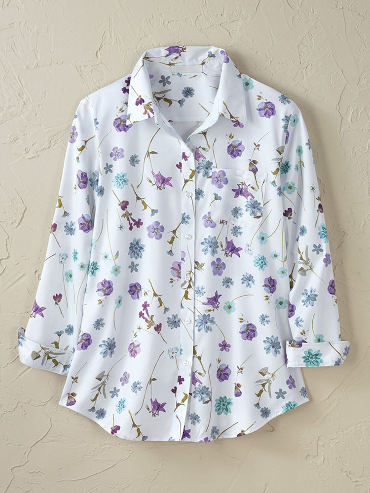 Women's Casual Floral Print Cotton T-shirt artswardrobe
