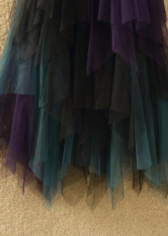 Art Tulle Asymmetrical Patchwork Fall Skirt
