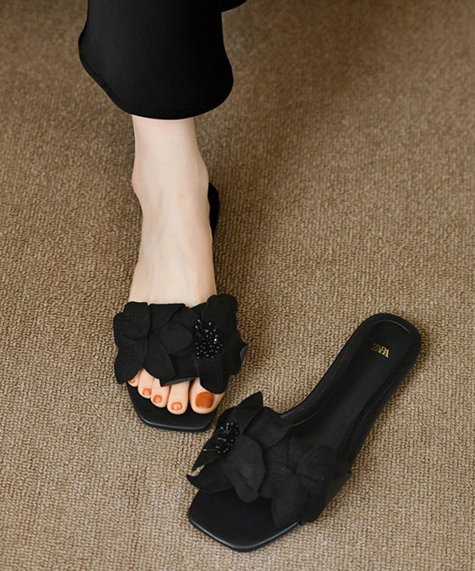 Rose Splicing French Slide Sandals Peep Toe