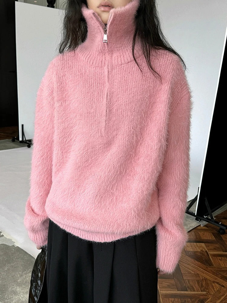 JO | Fluffy sweater with zipper