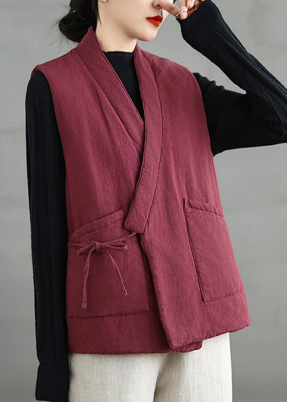 Mulberry V Neck Pockets Fine Cotton Filled Vest Sleeveless