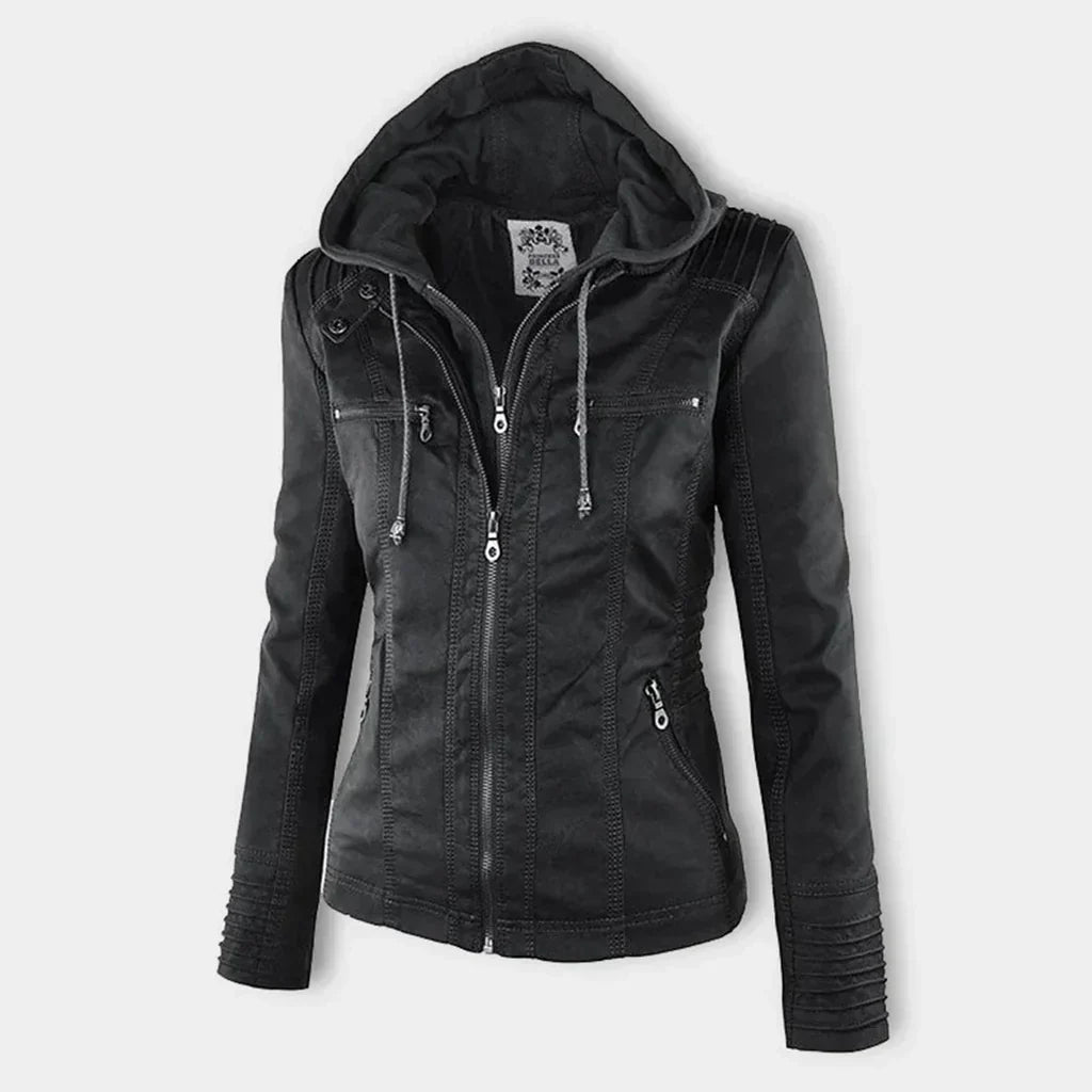 JO | Ladies leather jacket with hood