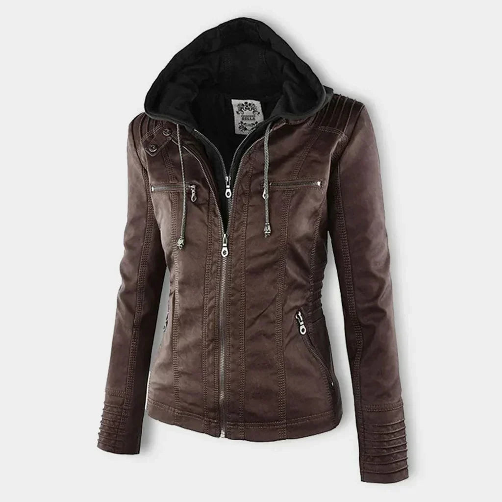 JO | Ladies leather jacket with hood