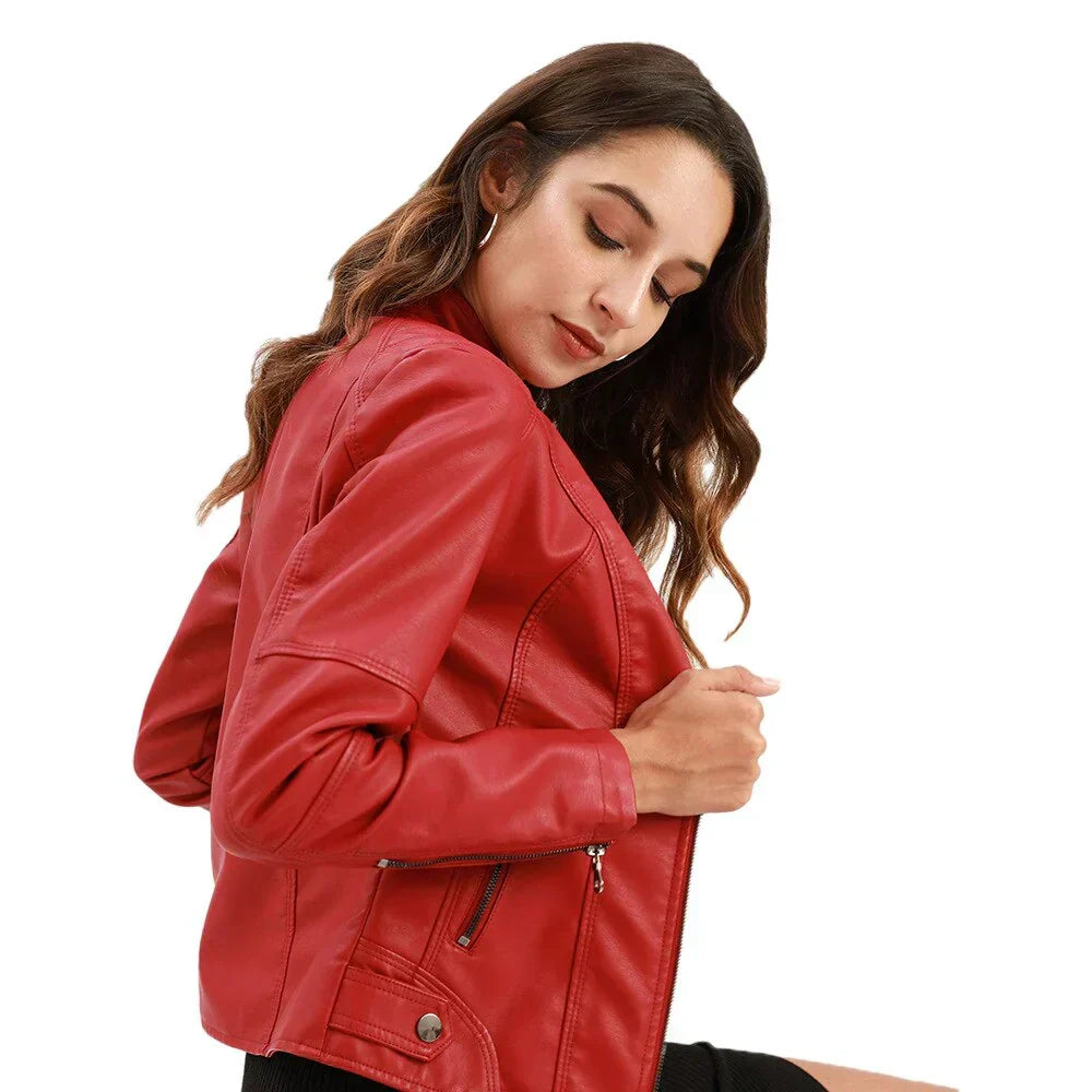 JO | Ladies leather jacket with Mao