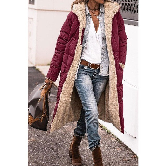 JO | Reversible long sherpa jacket
