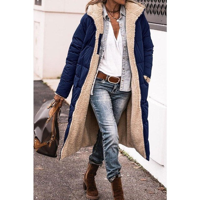 JO | Reversible long sherpa jacket