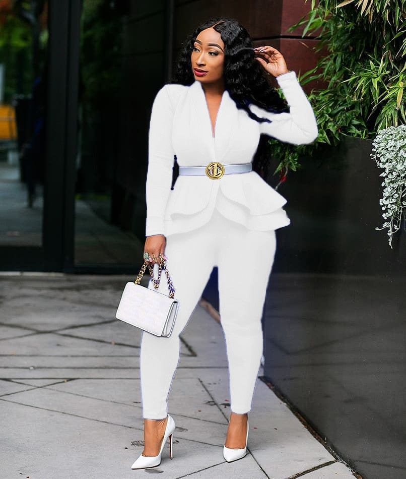 JO | Tracksuit with full sleeves ruffle blazer