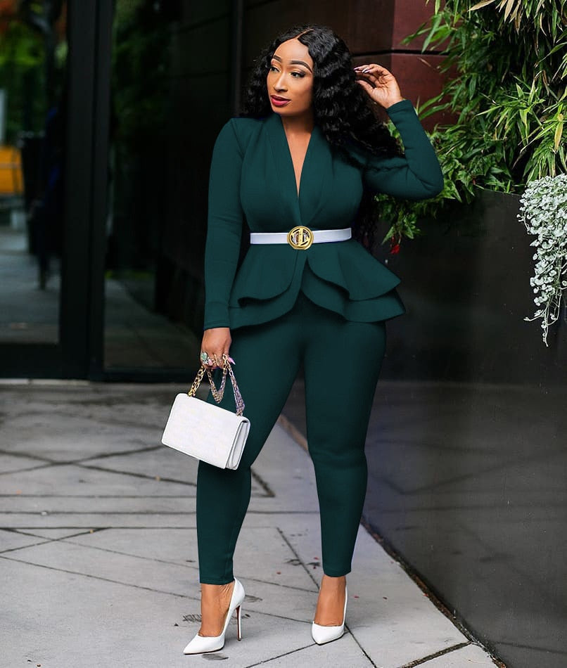 JO | Tracksuit with full sleeves ruffle blazer