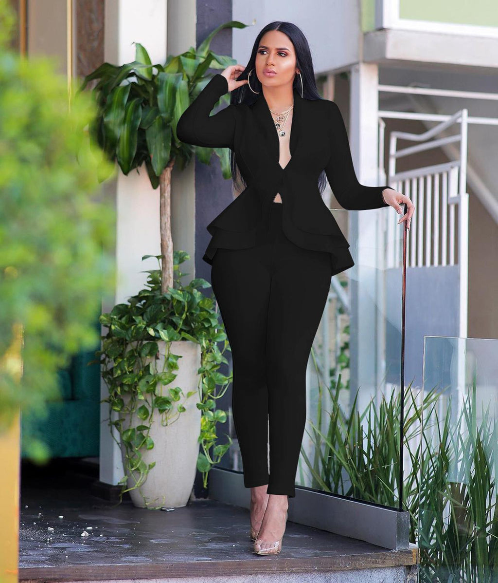 JO | Tracksuit with full sleeves ruffle blazer