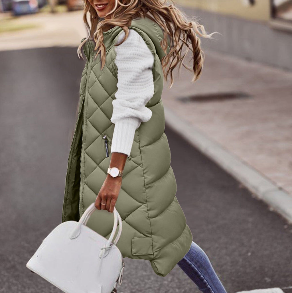 JO | Long hooded sweatshirt in puffer style for women