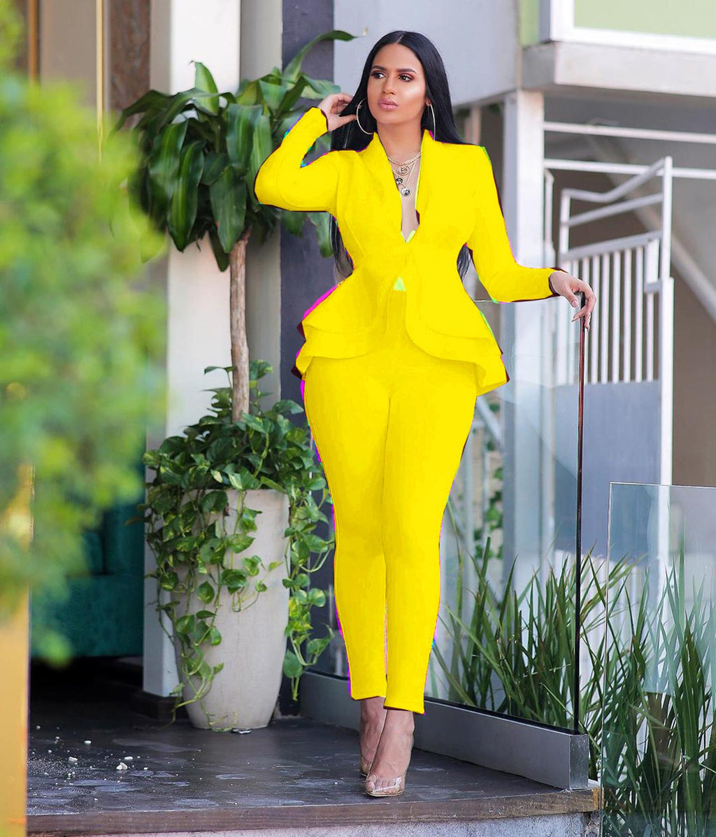 JO | Tracksuit with full sleeves ruffle blazer