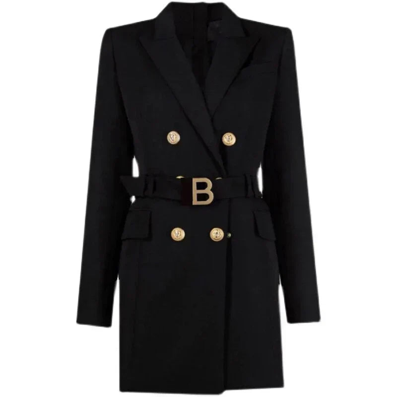 JO | classic blazer dress for the office with belt and luxury buttons