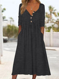 KS | Midi dress with V-neck and ruched pocket for women
