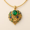 Green & Blue Crystal Gold Necklace