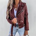 JO | Elegant ladies leather jacket with buttons