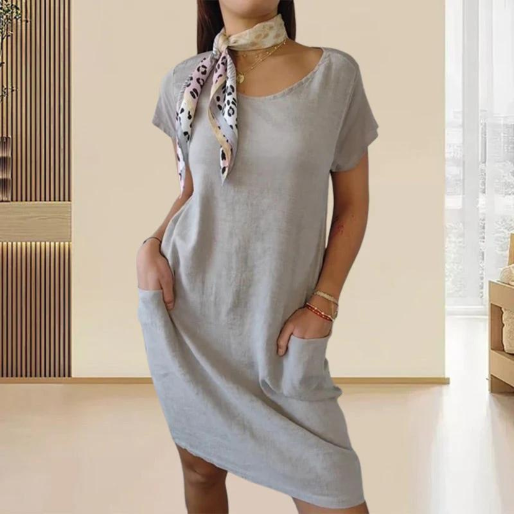 KS | Elegant dress for women with a round neckline