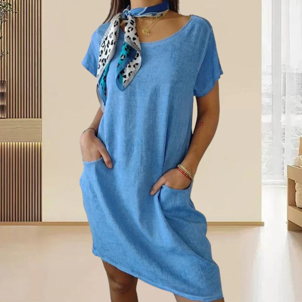 KS | Elegant dress for women with a round neckline