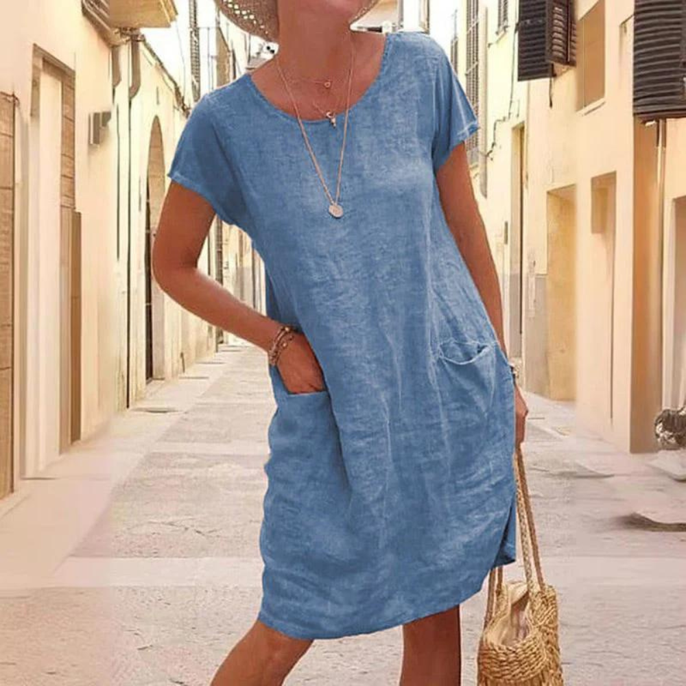 KS | Elegant dress for women with a round neckline