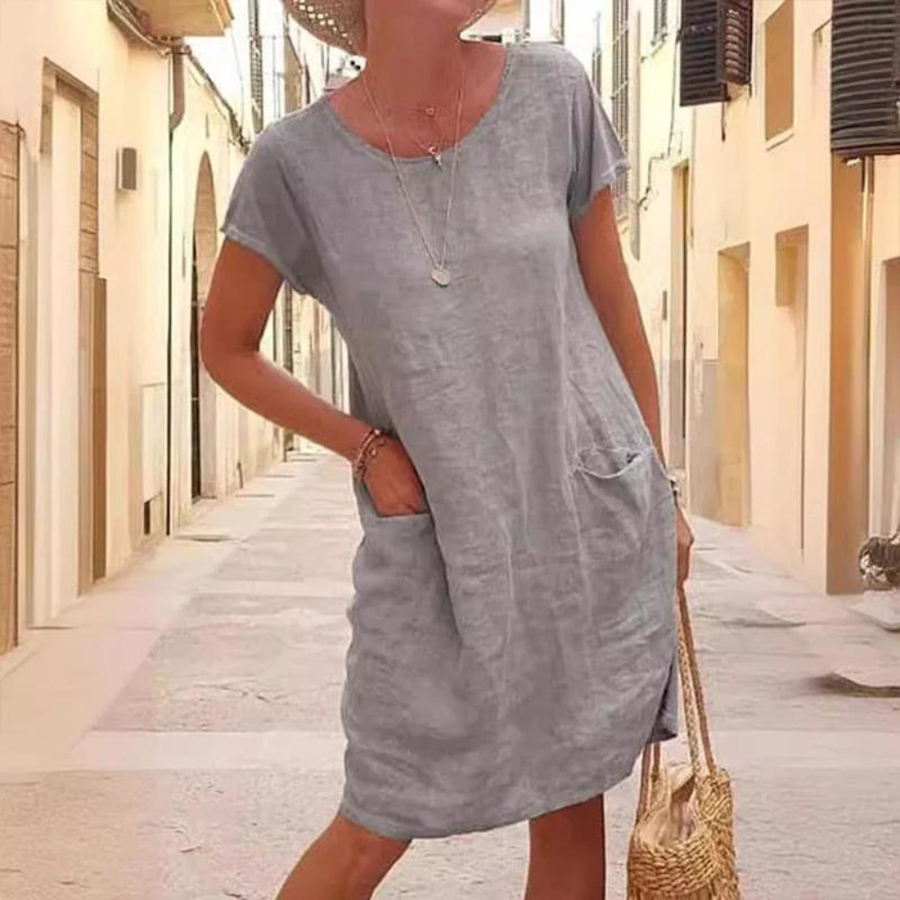 KS | Elegant dress for women with a round neckline