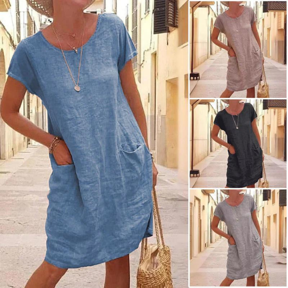 KS | Elegant dress for women with a round neckline