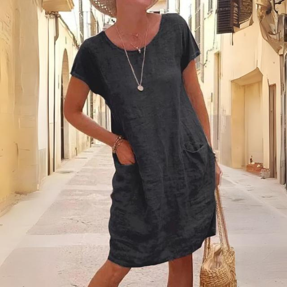 KS | Elegant dress for women with a round neckline