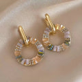 Stones Gold Hoop Earrings