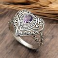 Heart Purple Zirconia Silver Ring