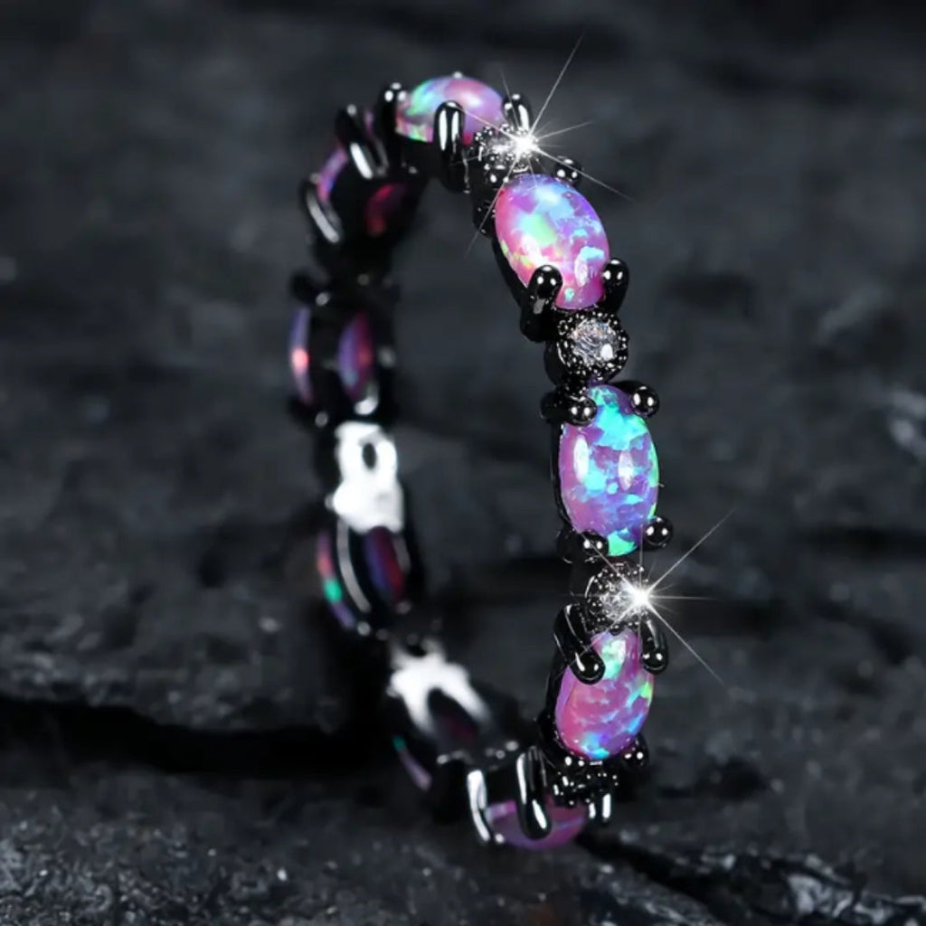 Violet Opal Silver Ring