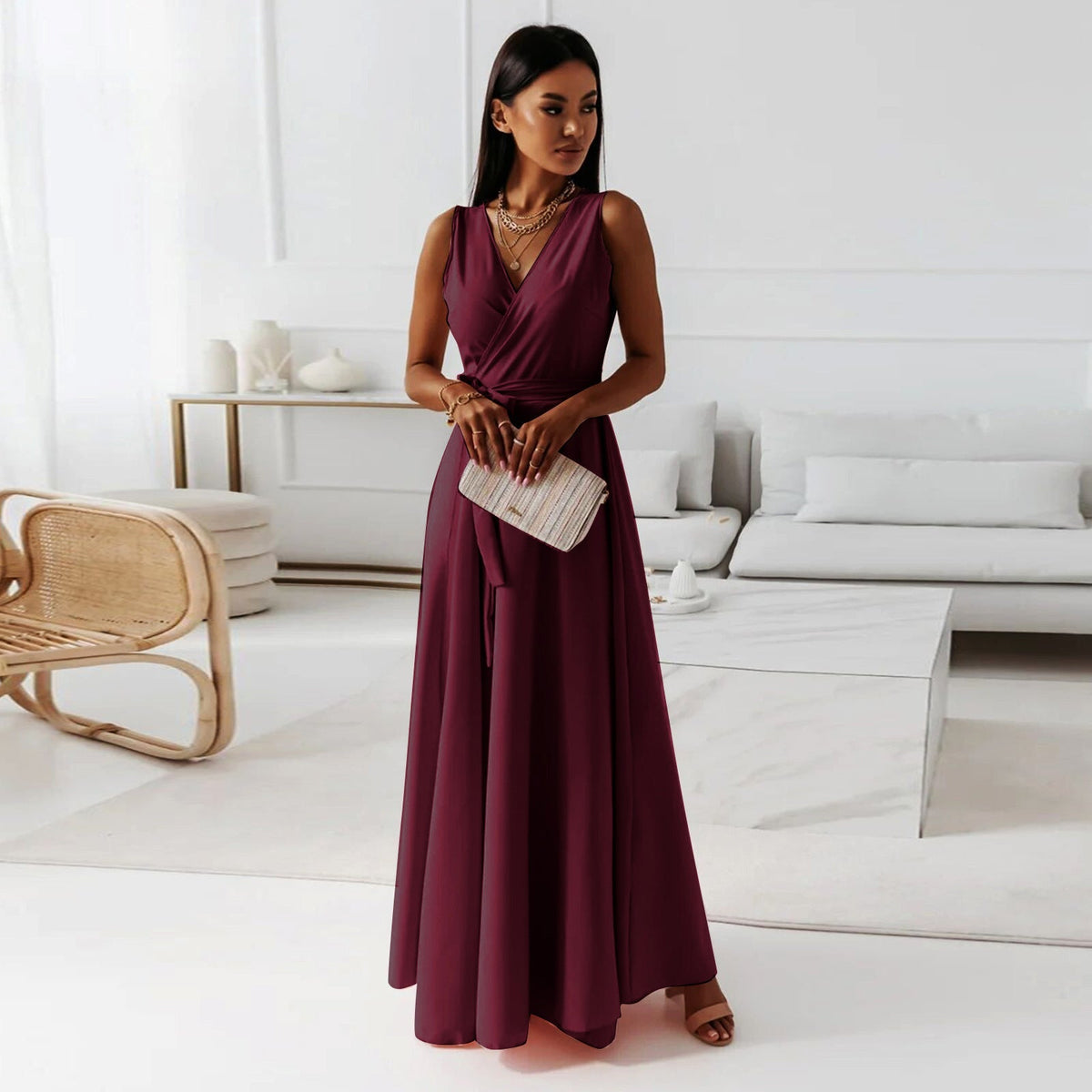 KS | Gretchen -Feminine ankle-length dresses with V-neckline
