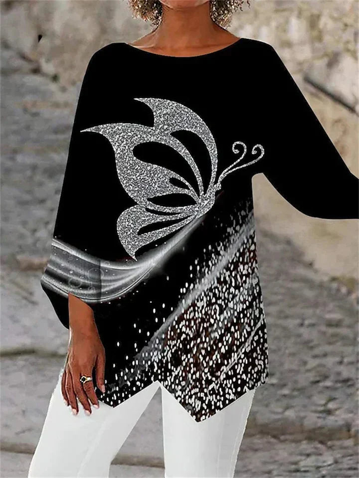 KS | Stylish geometric printed long-sleeved blouse