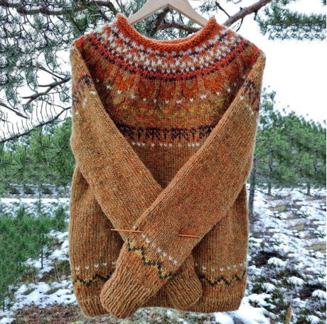 KS | Hand-knitted sweater with Nordic pattern