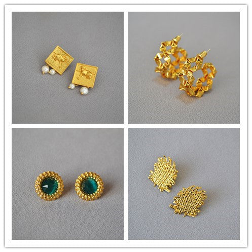 Vintage Handmade Gold Earring