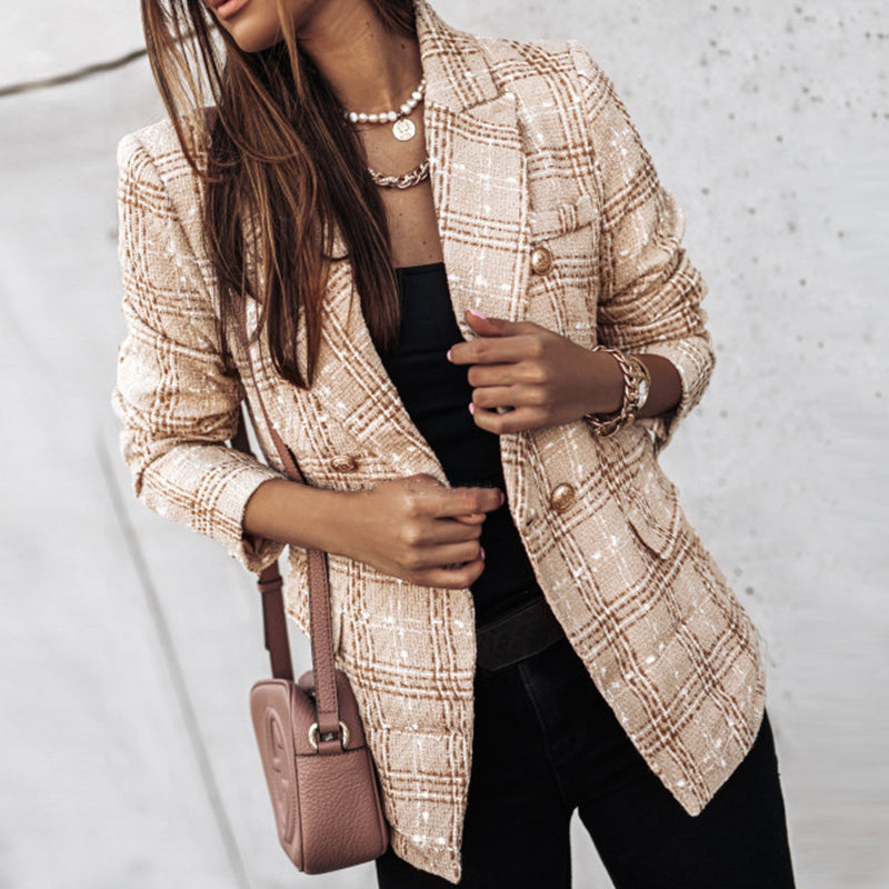 JO | Checked blazer with two rows of buttons