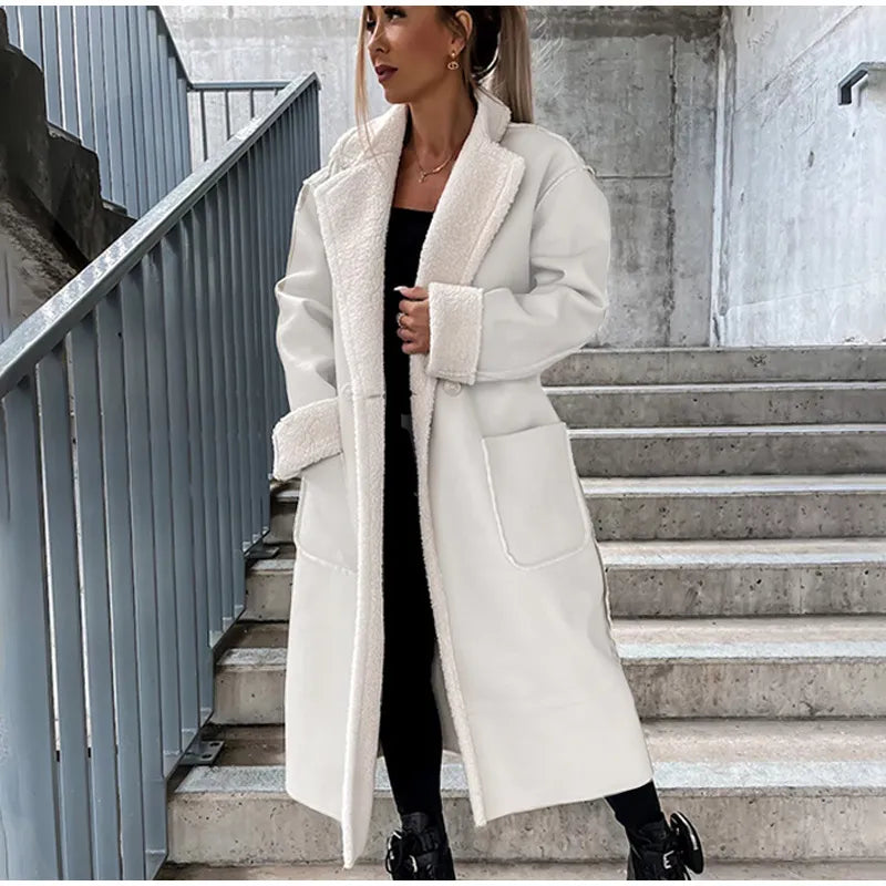 JO | Long leather jacket with fur
