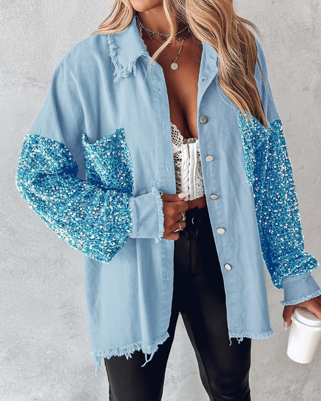 JO | contrasting coat with sequins for spring