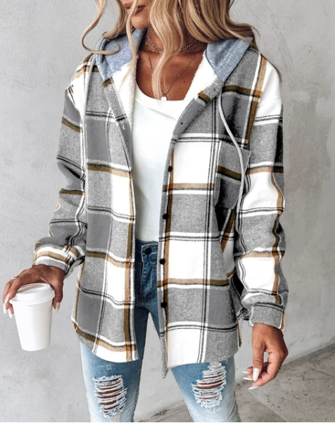 JO | warm check jacket with hood