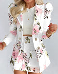 JO | Double-breasted blazer with floral print and puff sleeves