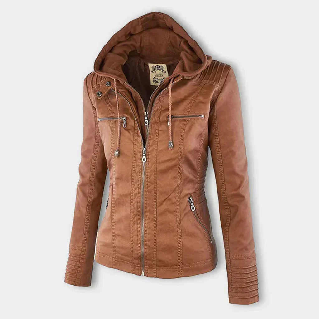 JO | Ladies leather jacket with hood