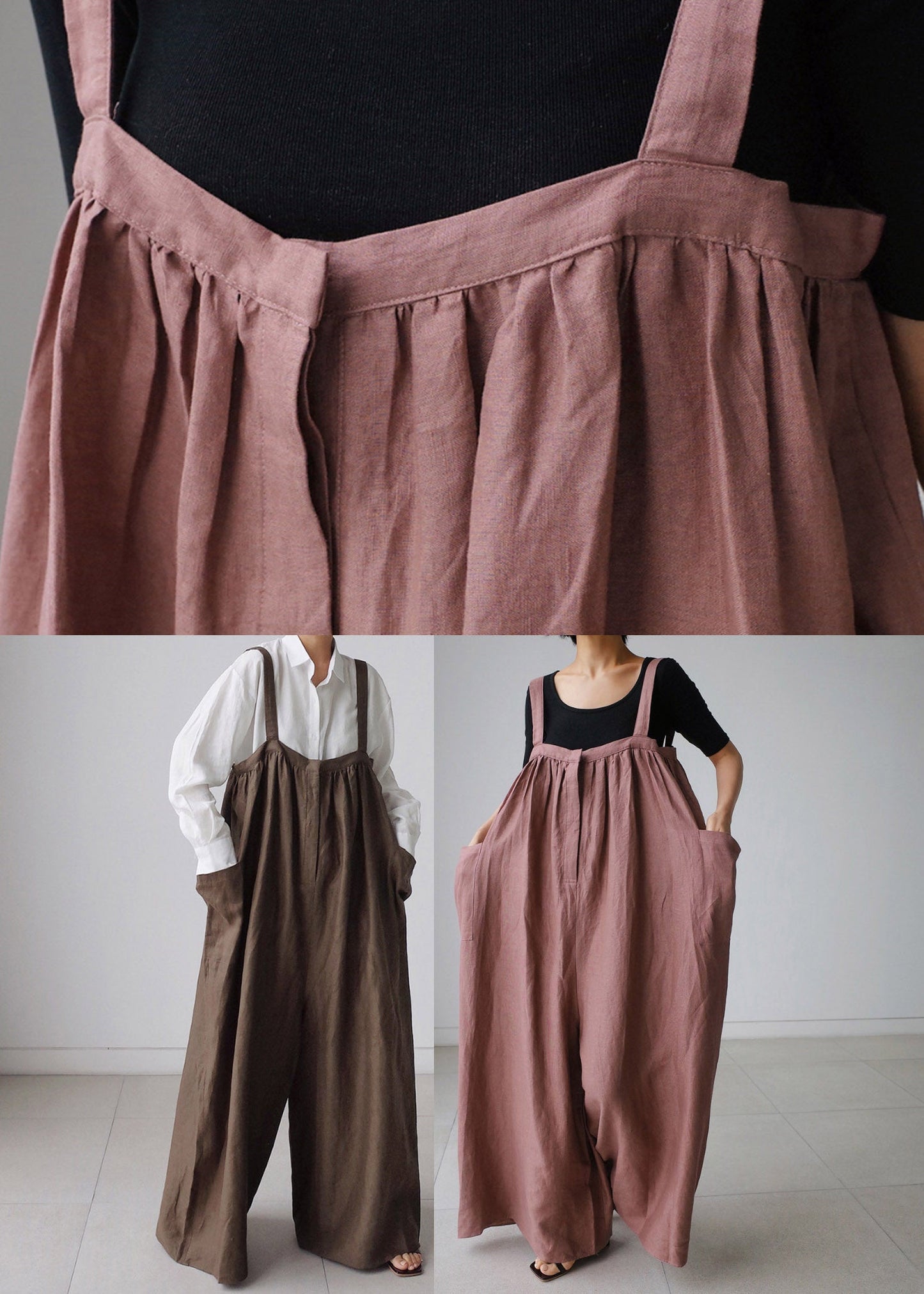 Brown Slash Neck Pockets Jumpsuit Pants Summer