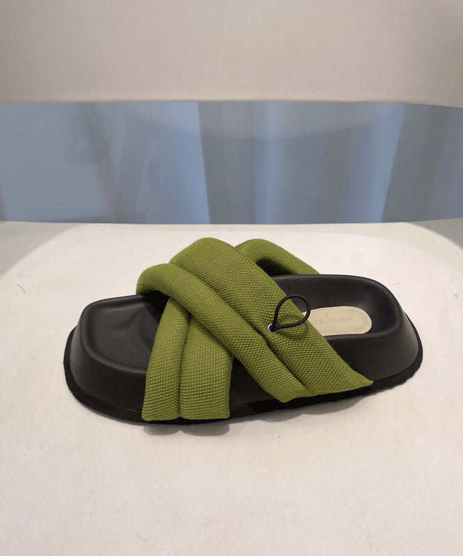 Splicing Platform Green Breathable Mesh Slide Sandals